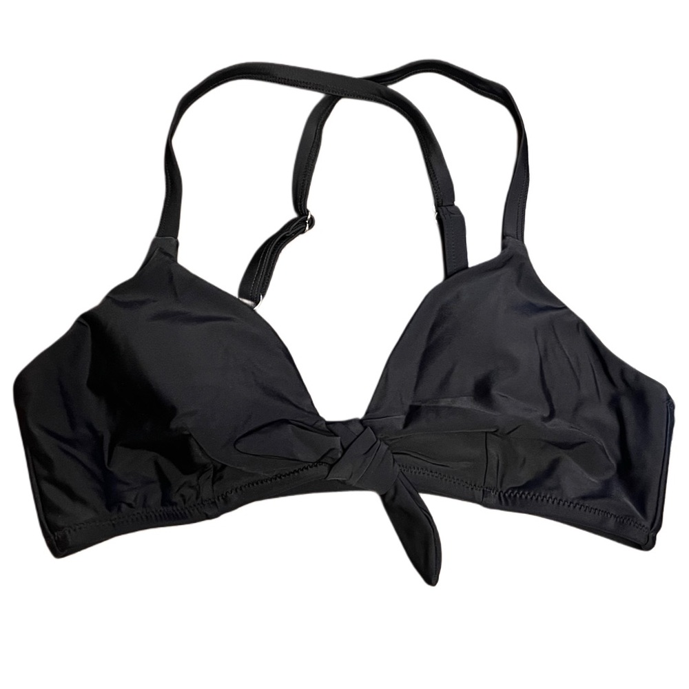 Cupshe Black Tie Front Bikini Top Size M Crossback Adjustable Straps NWT